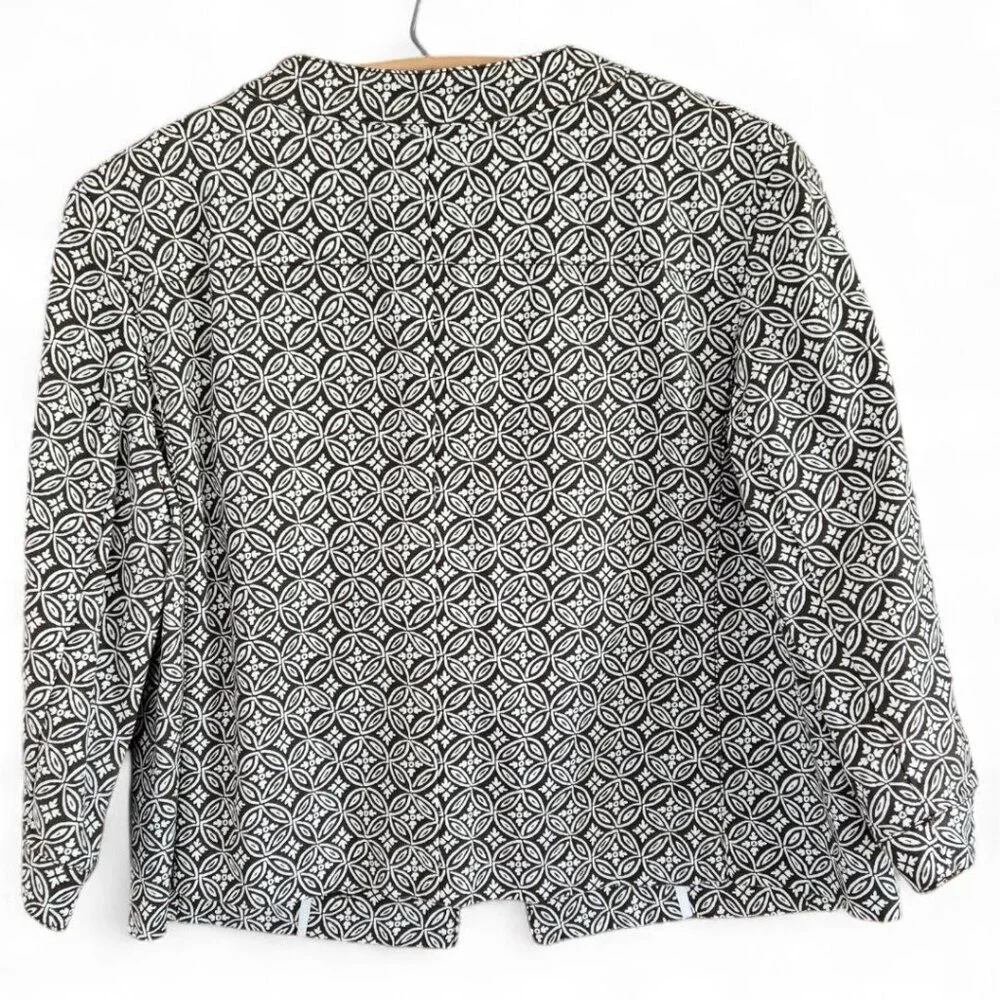 Talbots Womens Short Swing Jacket Size 12 Brown & White Patterned Button-Front - Picture 5 of 7